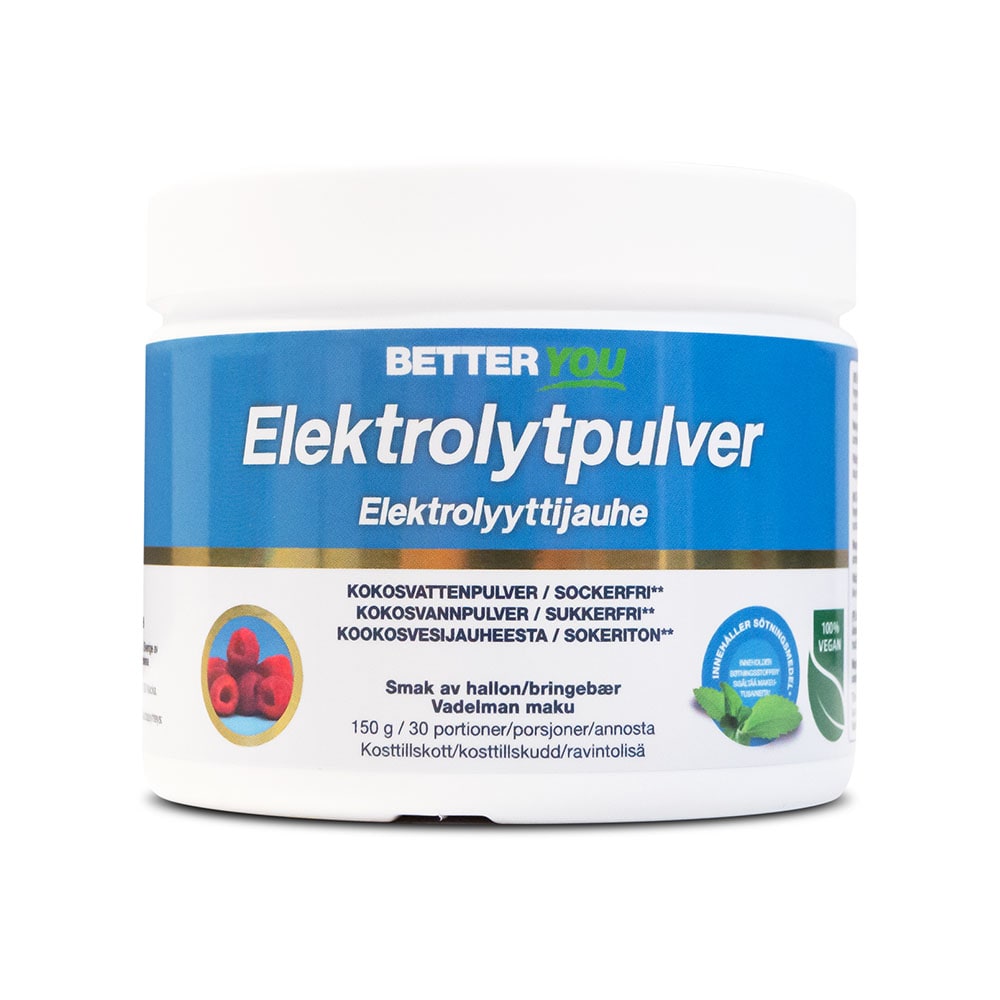 Elektrolytpulver Hallon 150g från Better You – pulver
