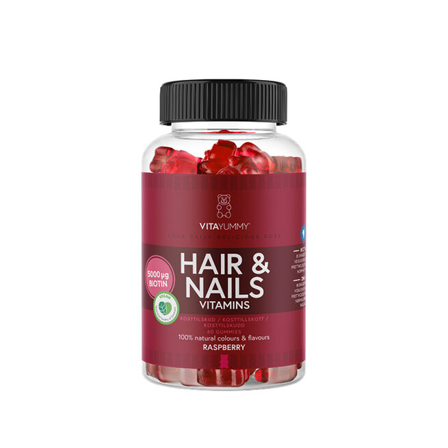 Hår & Naglar Vitaminer 60 Gummies Hallon från VITAYUMMY – annat