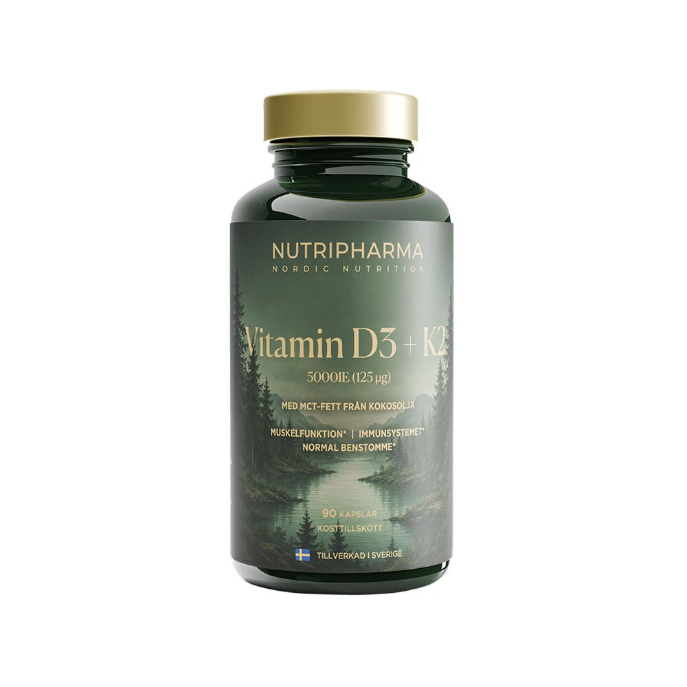 Vitamin D3 5000IE+K2 90 kapslar från NutriPharma – kapslar