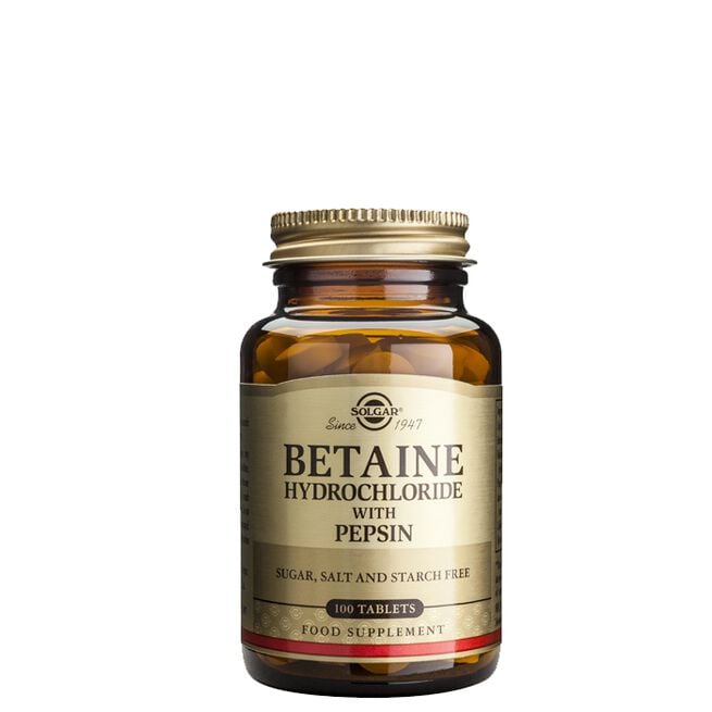 Betain Hydrochloride 100 tabletter från Solgar – tabletter