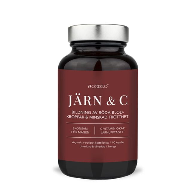 Järn & C-vitamin 90 kapslar från Nordbo – kapslar