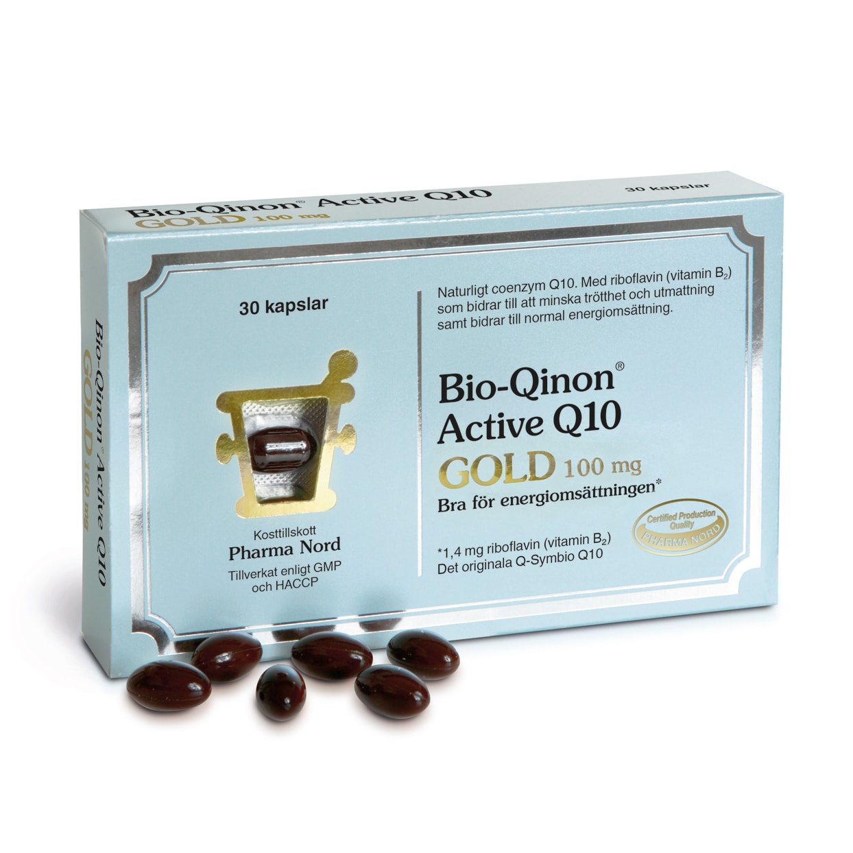 Bio-Qinon Active Gold 100mg 30 kapslar från Pharma Nord – kapslar