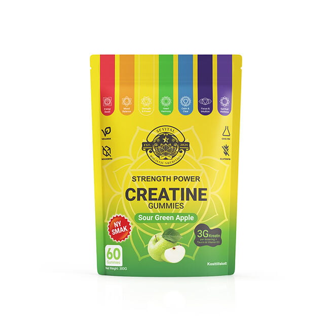 Kreatin Gummies 60 st Sour Green Apple från Sevital – bar
