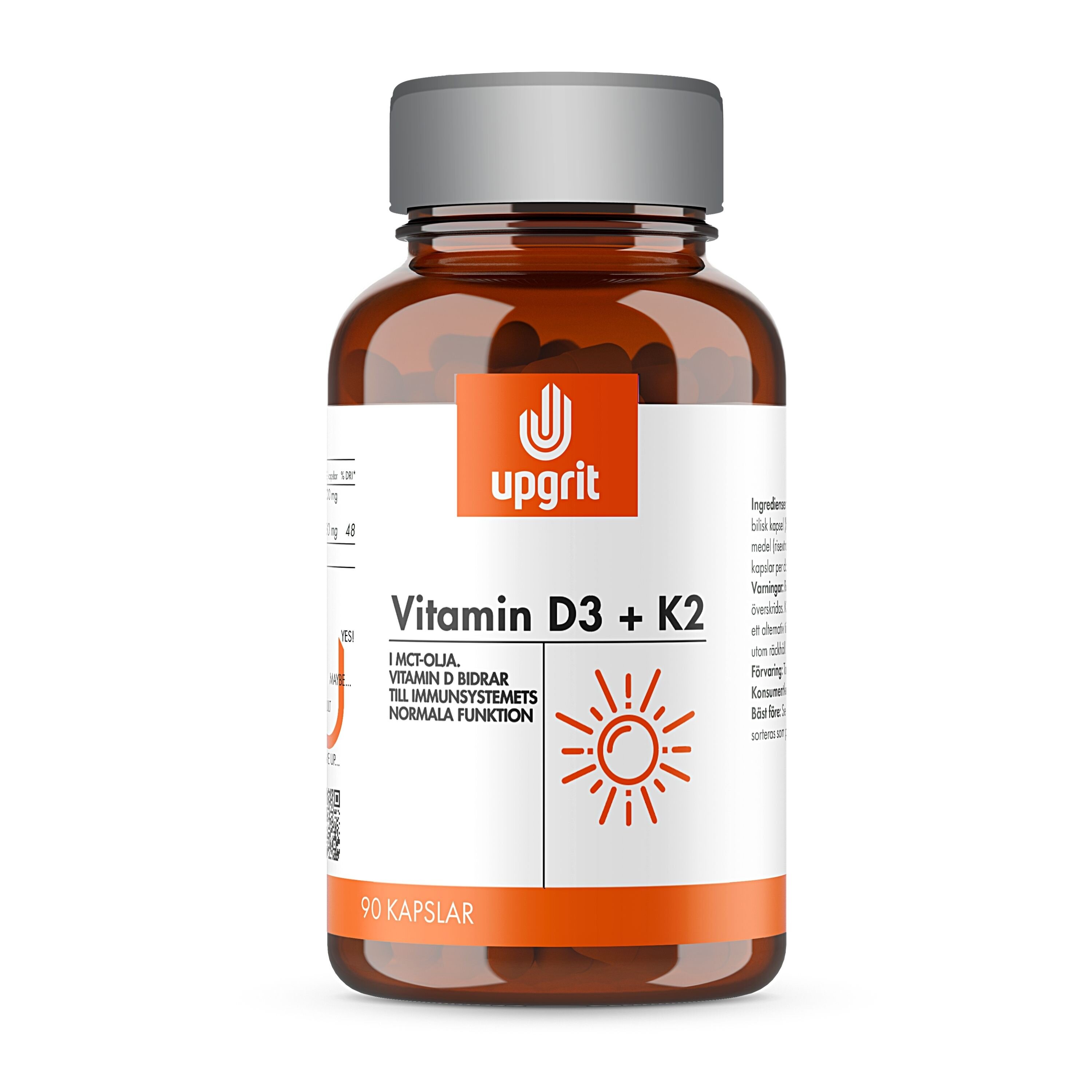 Vitamin D3+K2 90 kapslar från Upgrit – kapslar