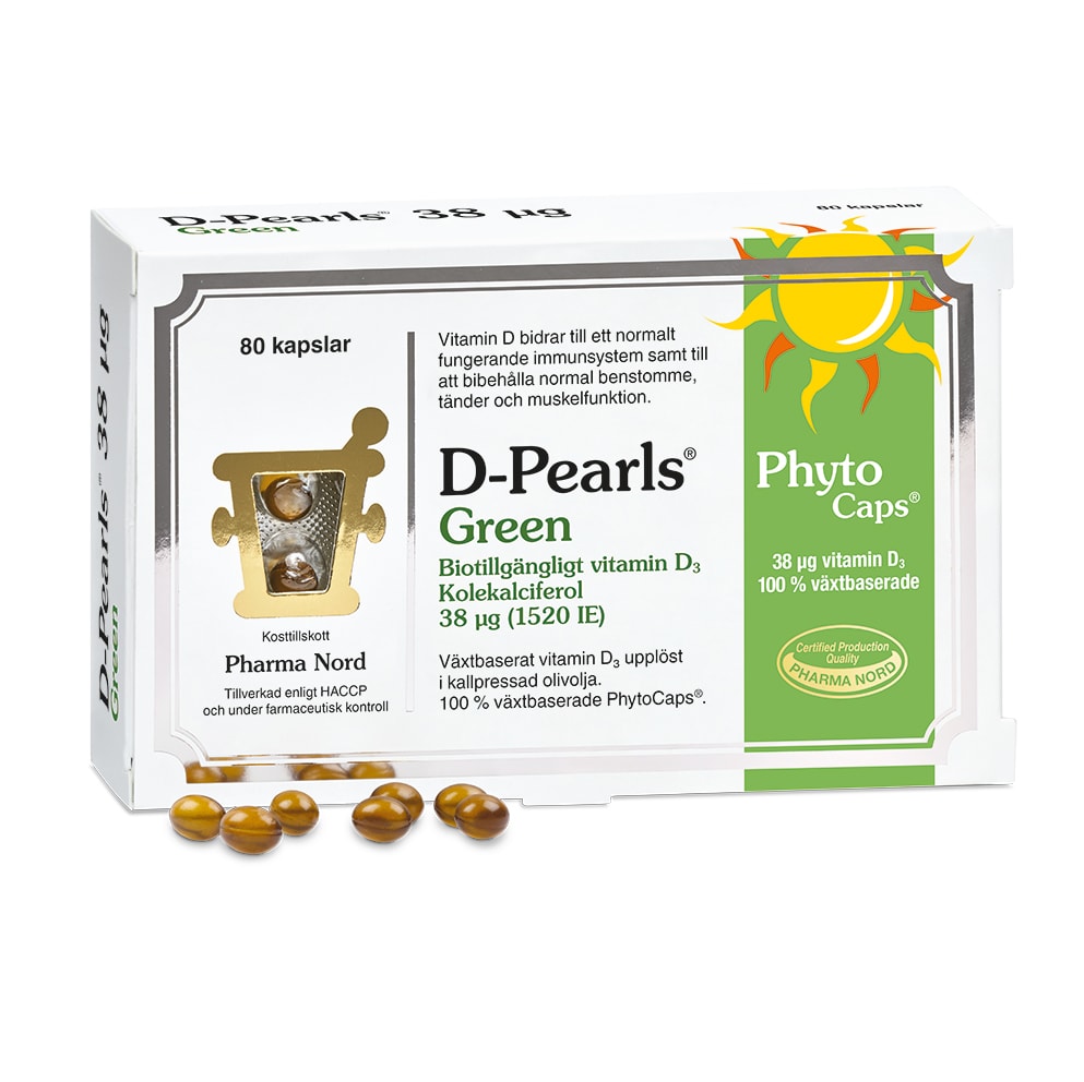 D-Pearls Green 38 µg 80 kapslar från Pharma Nord – kapslar