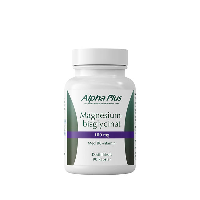 Magnesiumbisglycinat 100mg 90 kapslar från Alpha Plus – kapslar