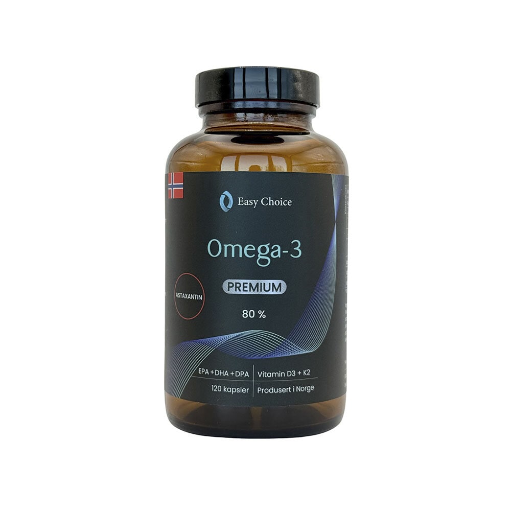 Omega-3 Premium 80% kapsler 1000mg M/ K2 + astaxantin från Easy Choice – kapslar