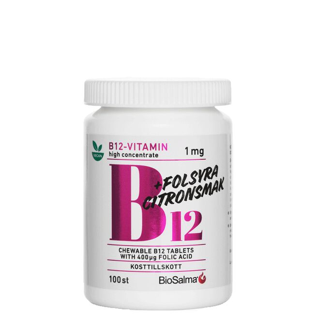 B12 Vitamin 1mg + Folsyra 100 tabletter från BioSalma – tabletter