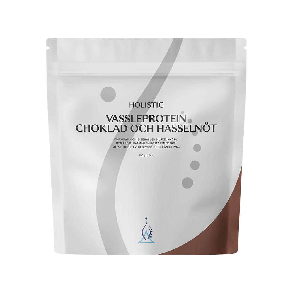 Vassleprotein choklad och hasselnöt 750g från Holistic – pulver