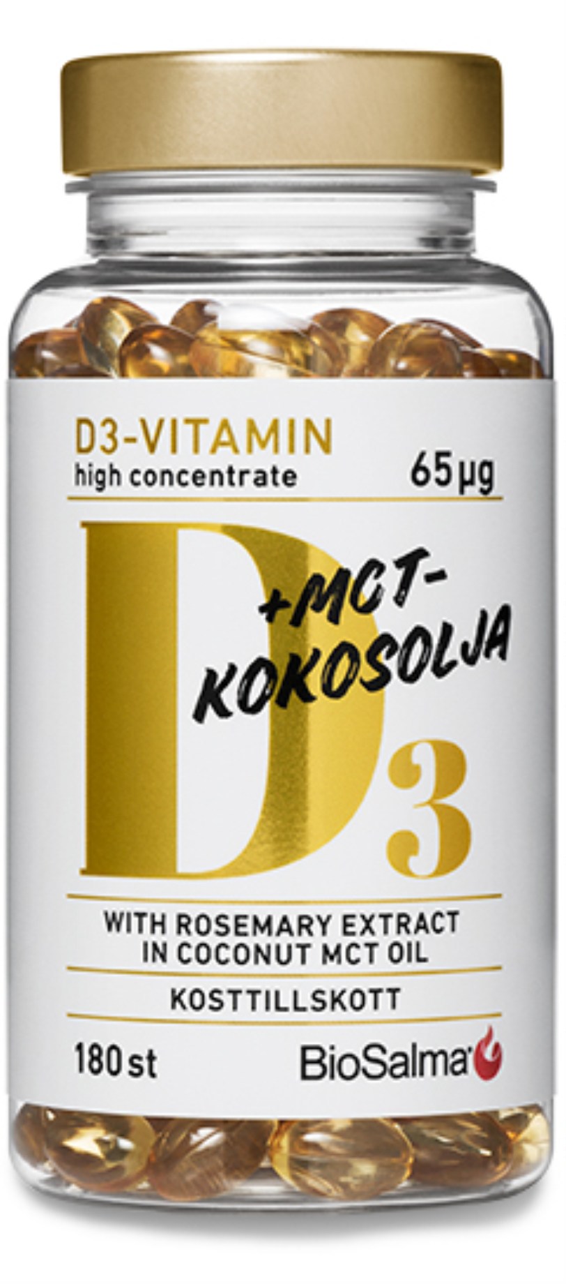 BioSalma D3-vitamin 65 ug MCT-kokosolja från BioSalma – kapslar