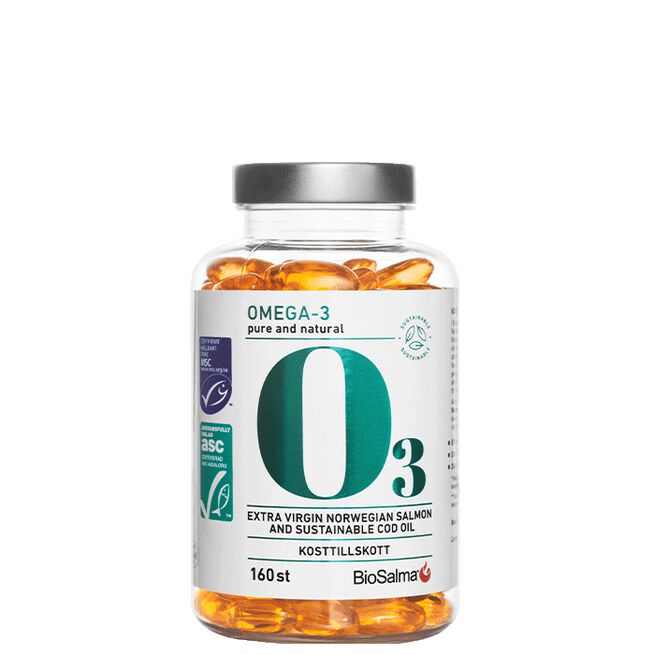 Miljömärkt Omega-3 160 kapslar från BioSalma – kapslar