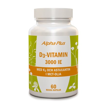 D3-vitamin 3000 IE + K2 180 kapslar från Alpha Plus – kapslar