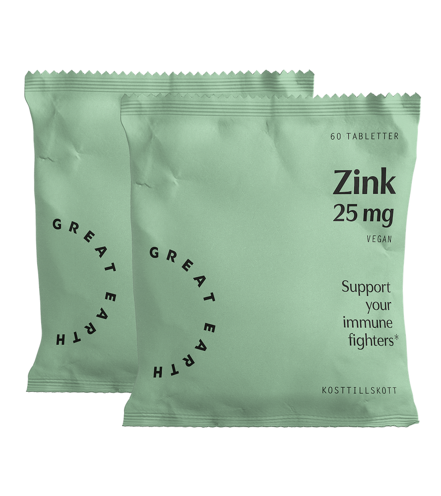 Zink 25mg refill 2 pack från Great Earth – tabletter