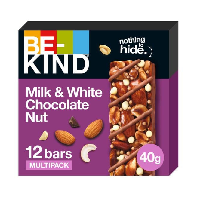 BeKind Bar Nötbar Milk & White Chocolate Nut 12 x 40 g från Be-kind – bar