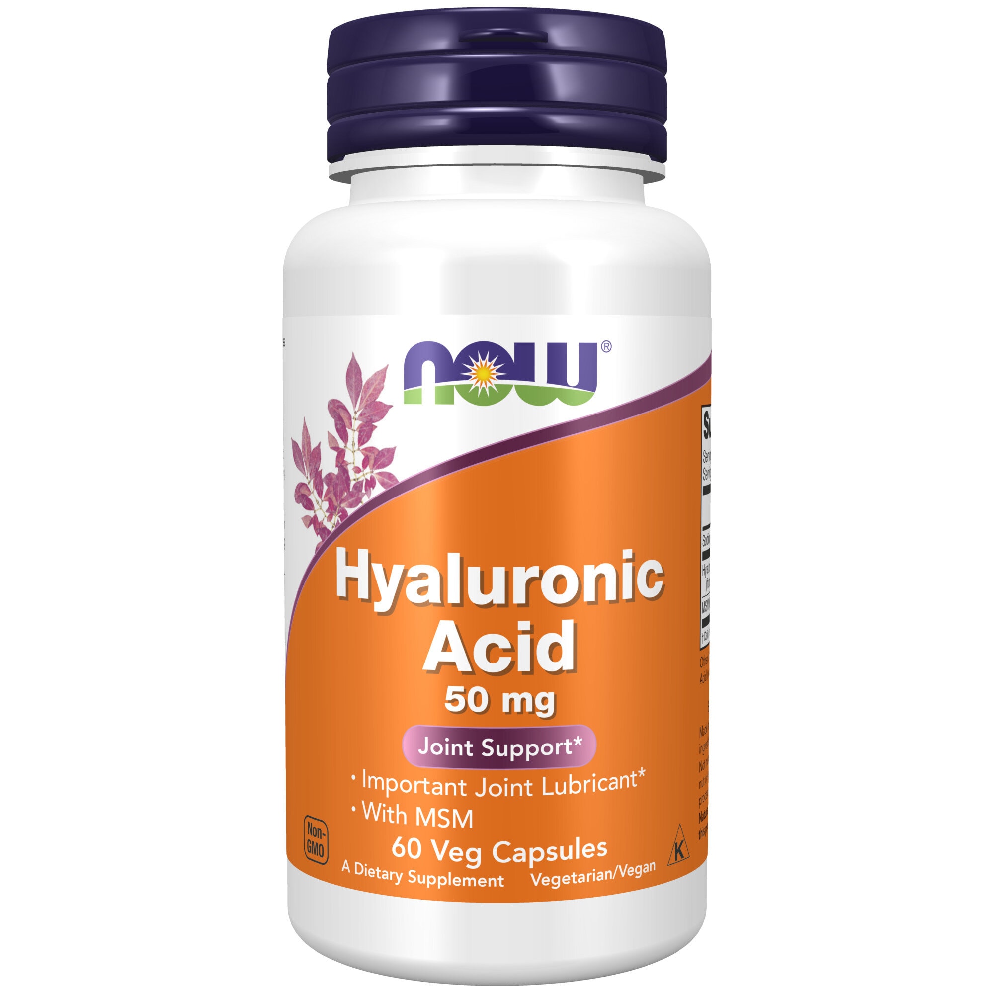 Hyaluronic Acid 50Mg +Msm 60 vegetabiliska kapslar" från Now – kapslar