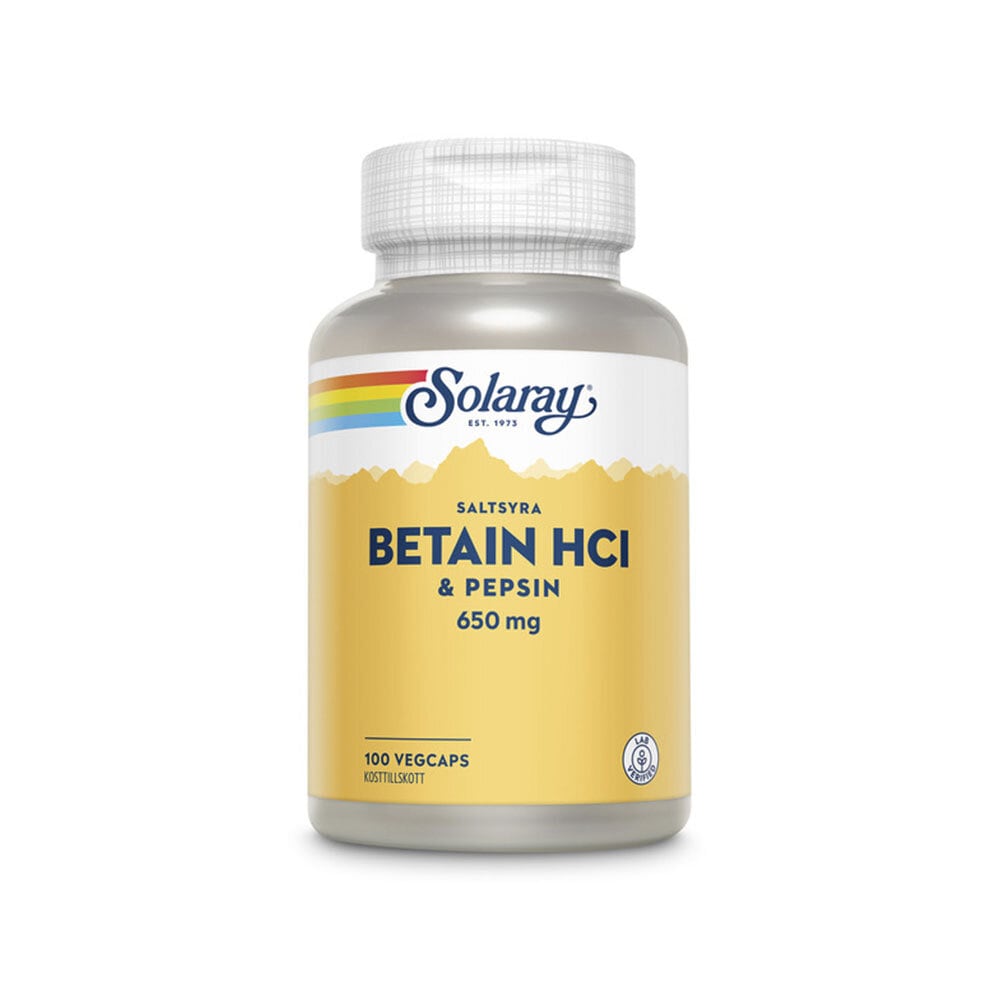 Betain HCI & Pepsin, 100 kpsl från Solaray – kapslar