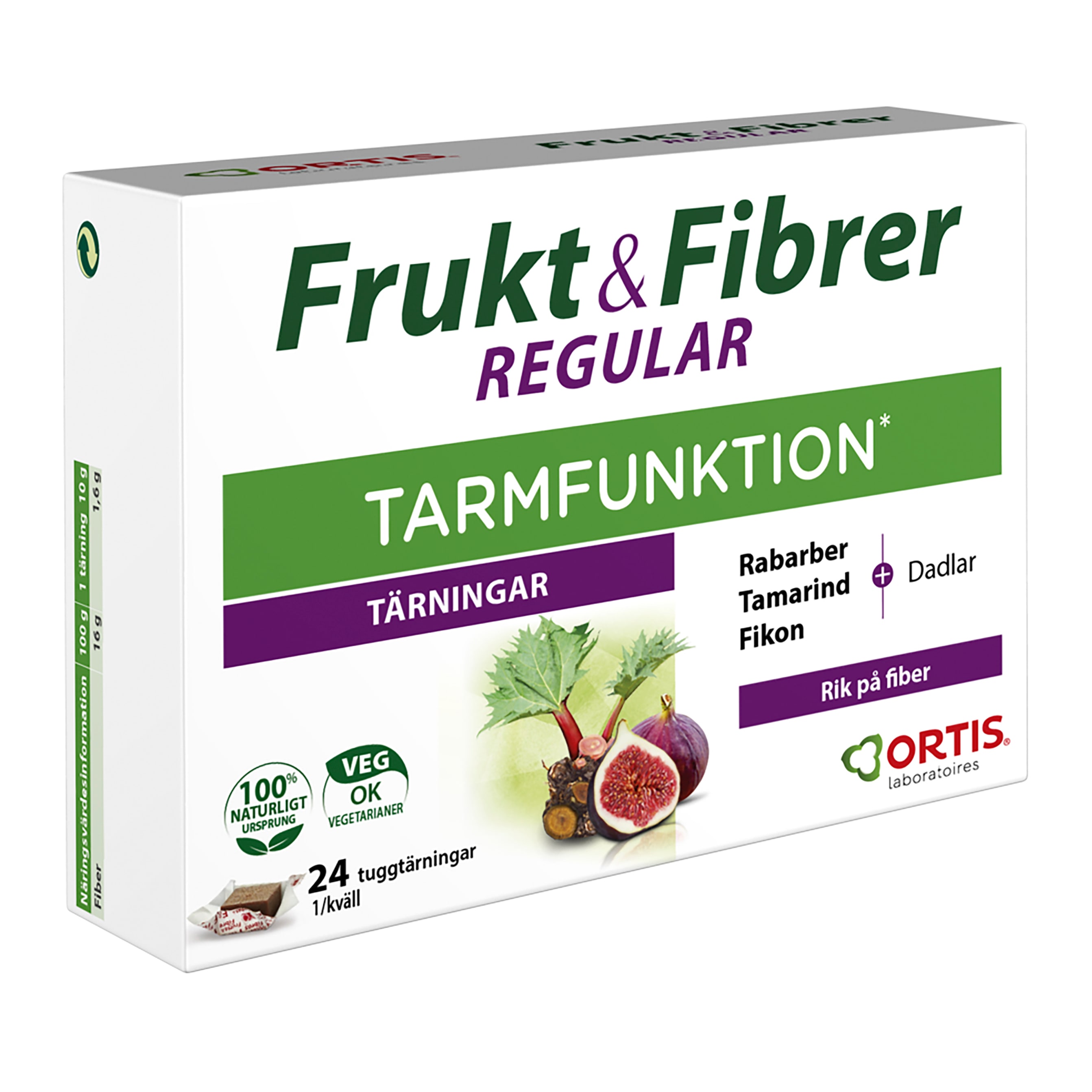 Frukt & Fibrer 24 tärningar från Ortis – tabletter