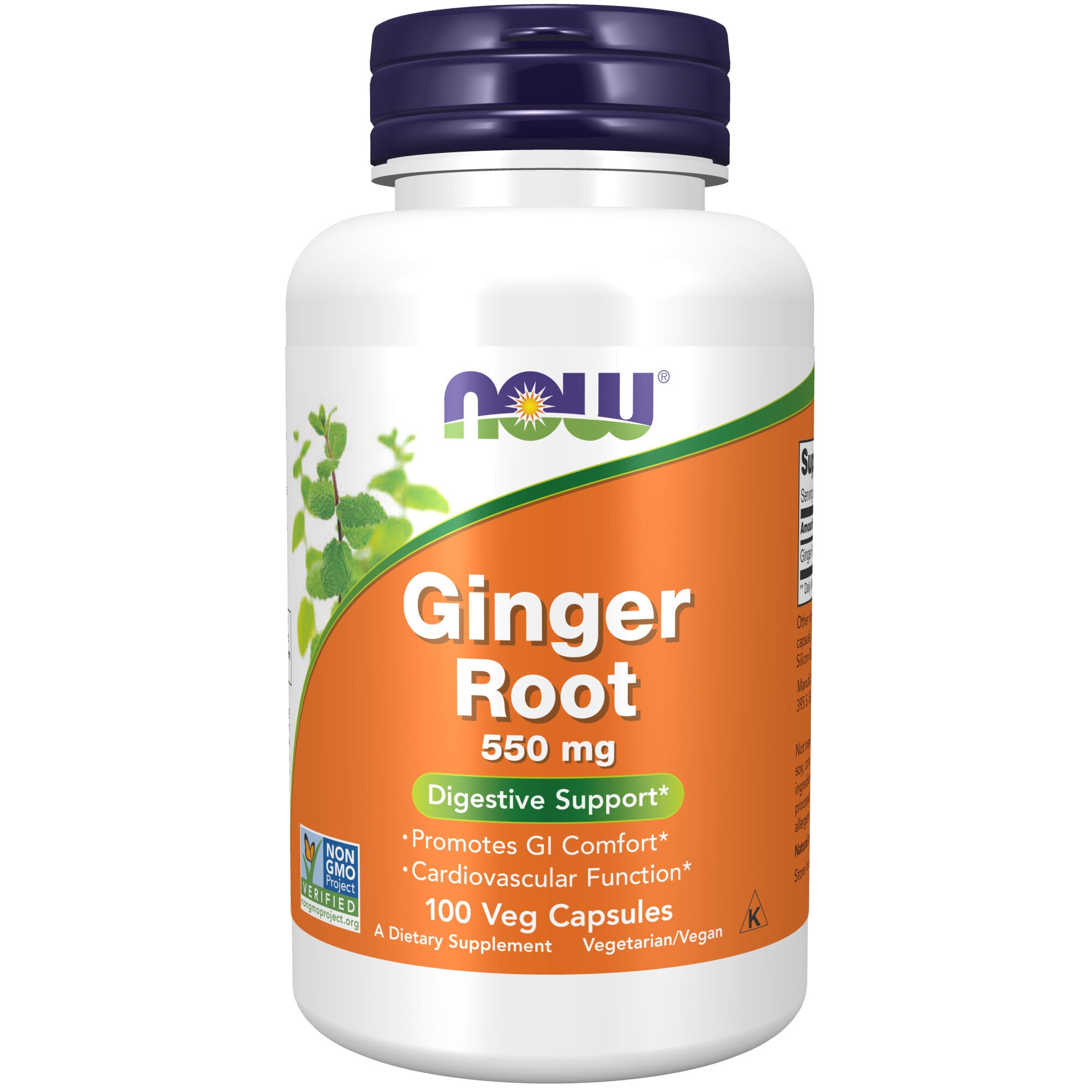 Ginger 550 mg 100 vegetabiliska kapslar från Now – kapslar