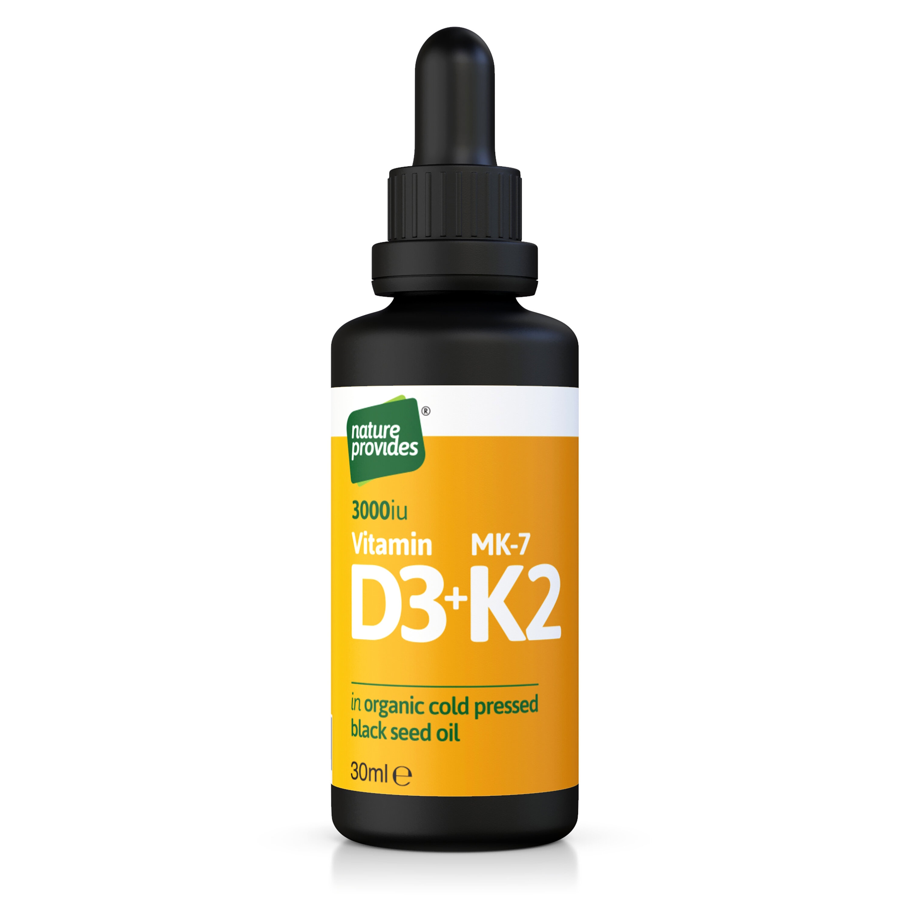 Vitamin D3+K2 in Organic Black Seed Oil 30ml från Nature Provides – vätskor