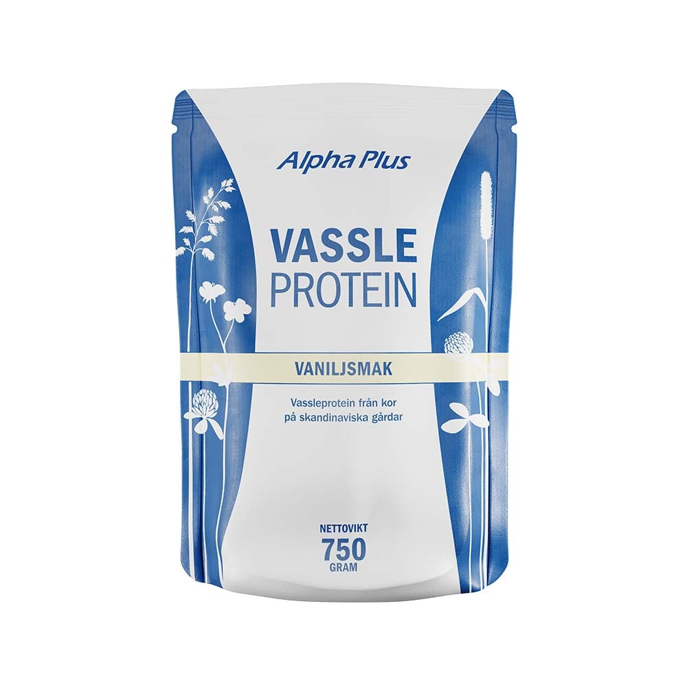 Vassleprotein vaniljsmak 750g från Alpha Plus – pulver