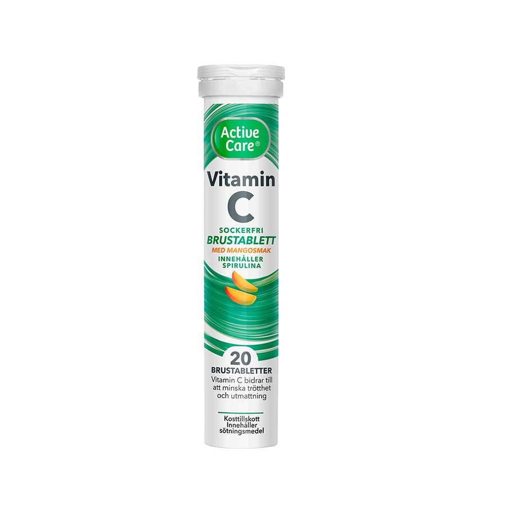C-vitamin Spirulina Mango 20 brustabletter från Active Care – tabletter