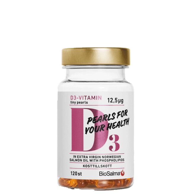 D3-vitamin 12,5µg Tiny Pearls 120 kapslar från BioSalma – kapslar