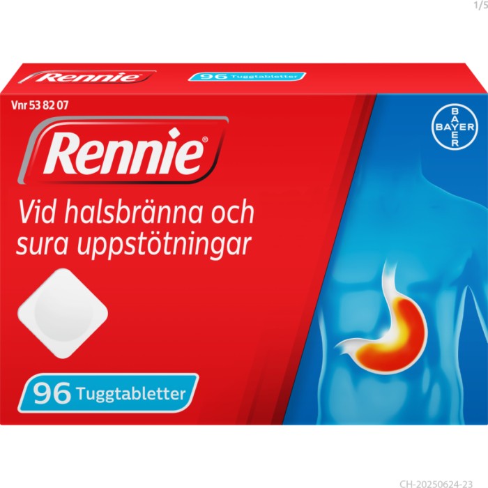 Rennie, tuggtablett 680 mg/80 mg 96 st från Rennie – tabletter
