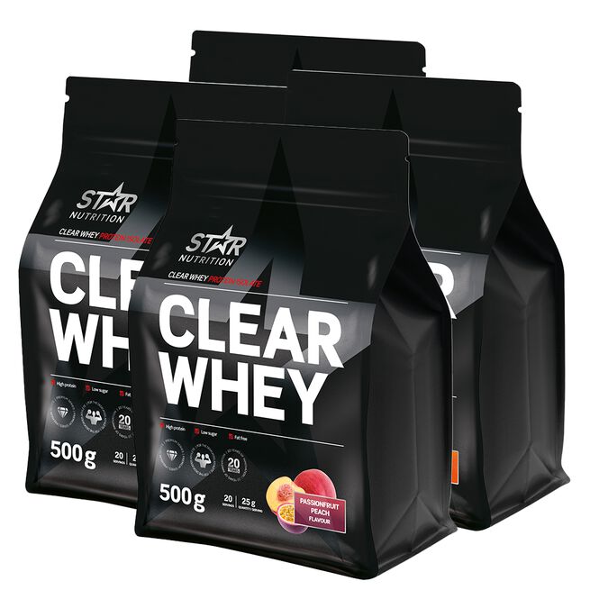 4 x Clear Whey Vassleprotein 500 g från Star Nutrition – pulver